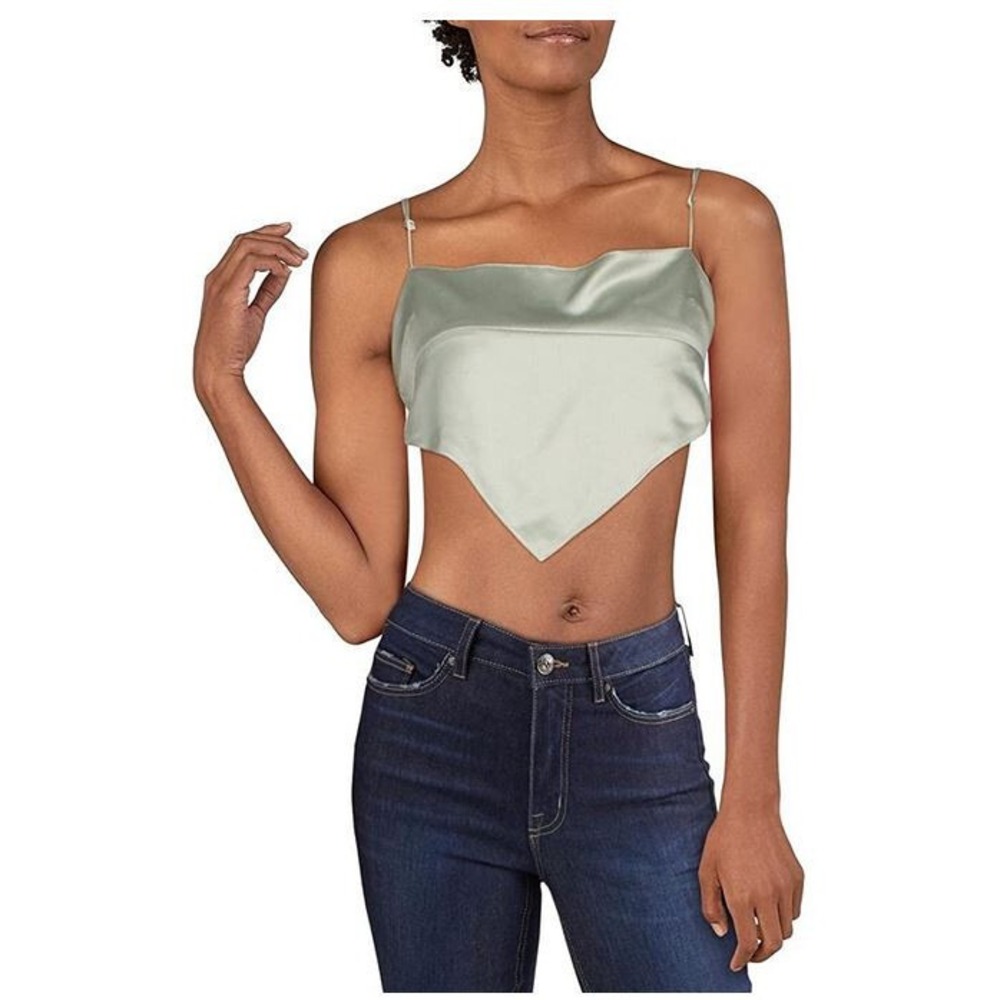 Danielle Bernstein Womens Sage Green Handkerchief Tie Back Tank Top XL 819B094